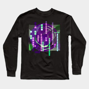 Geometric art electronic ciberpunk purple Long Sleeve T-Shirt